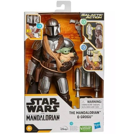 Star Wars The Mandalorian Figura Electrónica con Grogu Hasbro F5194 frases y efectos de sonido