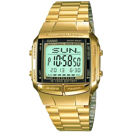 Reloj Casio digital DB-360G-9AD correa acerdo dorada funcion telememo retro cierre ajustable