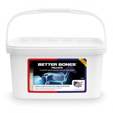 Better Bones Equine America 3.5 Kg pellet para optimizar el desarrollo óseo. Ideal para yeguas de cría y caballos jóvenes.