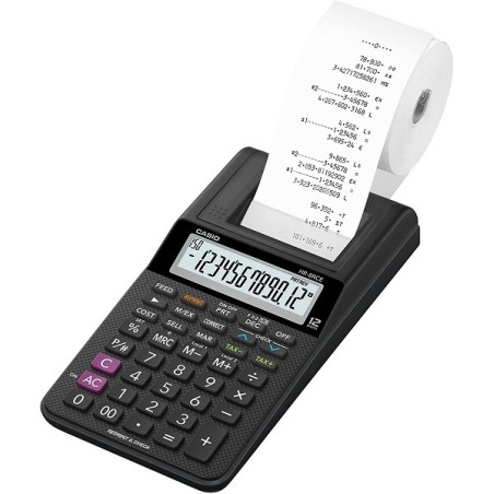 Casio HR-8RCE-BK - Mini impresora 12 dígitos funciona con pilas euro conversión