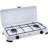 Hornillo Jata CC705 Cocina de Gas para Camping con 2 Quemadores Con Tapa y Parrilla