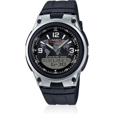 Reloj Casio analógico y digital caballero AW-80-1A2 correa resina negra esfera negra