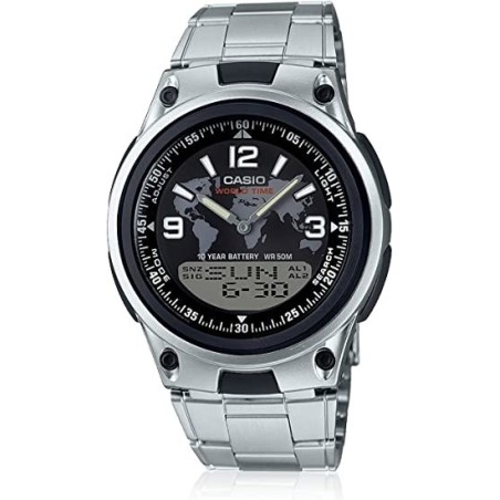 Reloj Casio analógico y digital AW-80D-1A2 esfera negra correa metálica