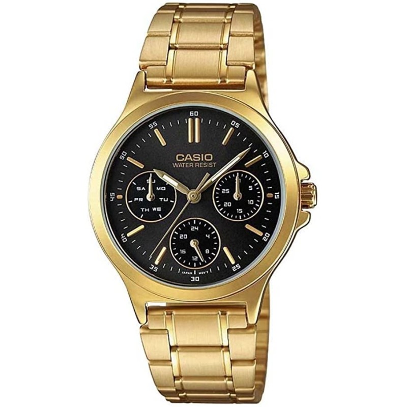 Reloj Casio señora dorado LTP-V300G-1A esfera negra correa metálica Reloj Casio señora dorado LTP-V300G-1A esfera negra correa metálica