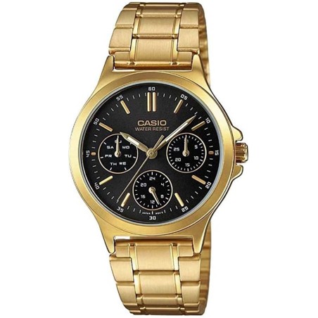 Reloj Casio señora dorado LTP-V300G-1A esfera negra correa metálica