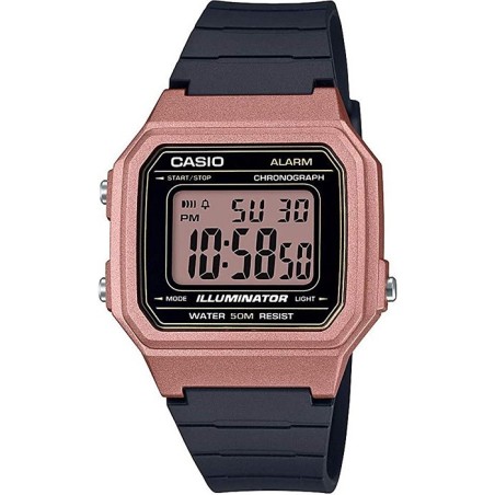 Reloj Casio digital caja color cobre W-217HM-5A correa resina color negra resistente al agua