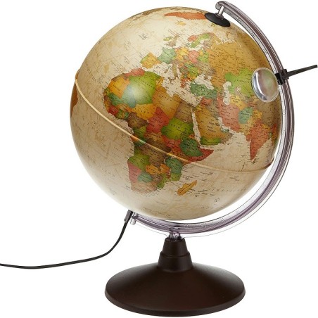 Globo terráqueo Marco Polo 30cm cartografía estilo antigua luminoso