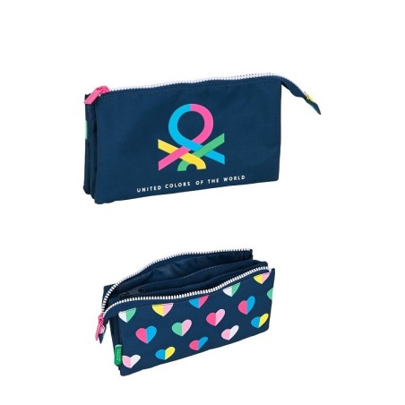 Portatodo Benetton Corazones triple compartimento 22 x 12 x 3 centímetros