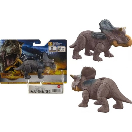 Jurassic World Dominion Dinosaurio Animales feroces Nasutoceratops articulado de 14cm +3 años Mattel HDX26