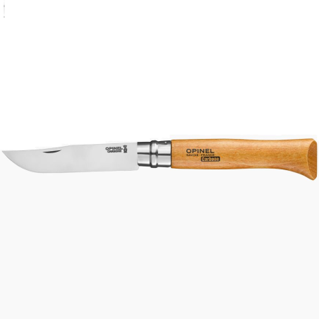 Navaja Opinel Carbono número 10 hoja de 10 cm mango madera con sistema de seguridad