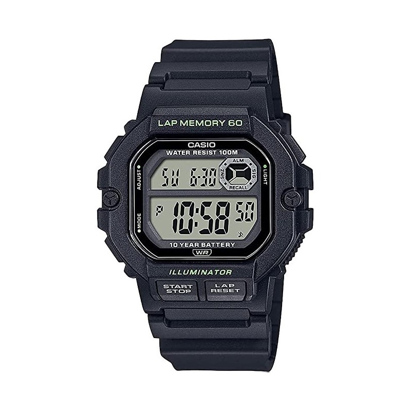 Reloj Casio caballero WS-1400H-1A correa negra caucho caja negra perfecto para nadar y bucear