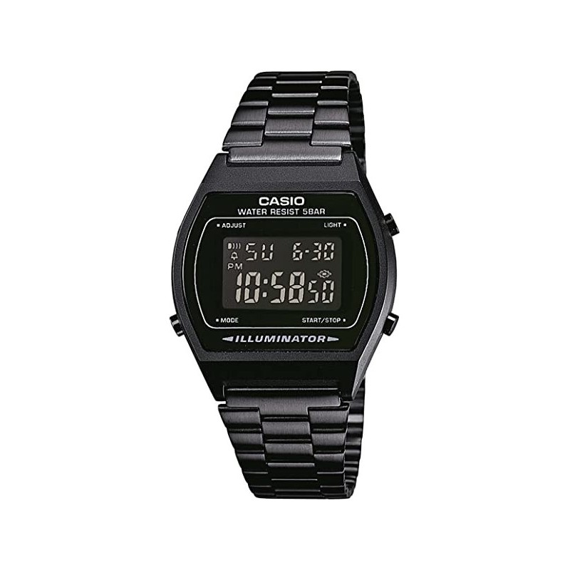 Reloj Casio digital unisex B640WB-1B Correa acero color negra esfera negra Reloj Casio digital unisex B640WB-1B Correa acero color negra esfera negra
