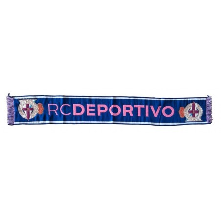 Bufanda Deportivo de la Coruña fondo azul letras rosas 140x20cm