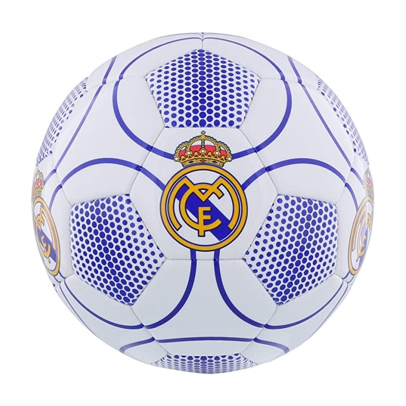 Balón Real Madrid talla 5 grande producto oficial blanco azul puntos