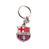 Llavero escudo Fútbol Club Barcelona metálico plateado presentado en cartón