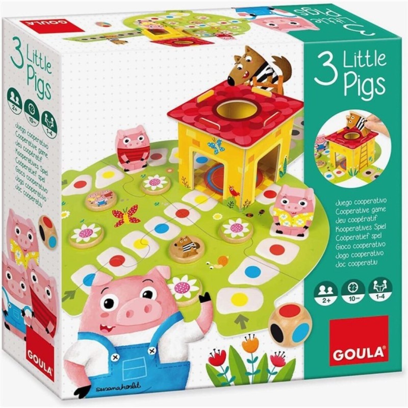Divertido Juego cooperativo de Madera los 3 cerditos de Goula edad +2 años Divertido Juego cooperativo de Madera los 3 cerditos de Goula edad +2 años