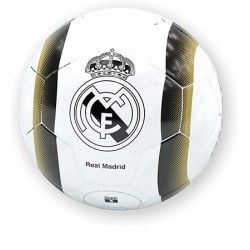 Balón Real Madrid talla 5 grande producto oficial blanco negro dorado lineas laterales