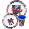 Set vajilla Spiderman  infantil reutilizable apta para microondas compuesta por vaso, plato y cuenco