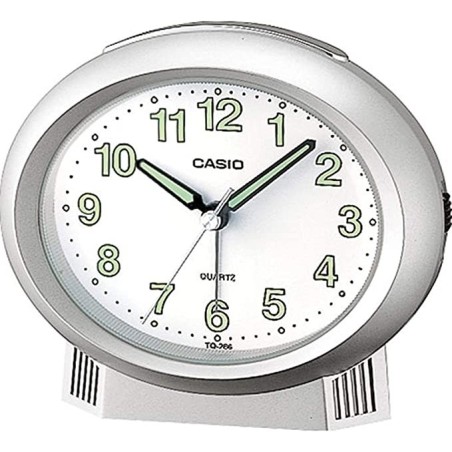 Despertador Casio analógico TQ-266-8EF color plata esfera blanca