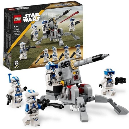 LEGO 75345 Star Wars TM Pack de Combate: Soldados Clon de la 501, Juego de Batalla, Vehículo AV-7 edad + 6