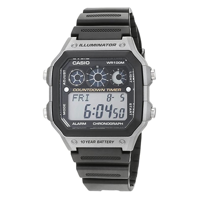 Reloj Casio AE-1300WH-8AV digital hombre correa caucho negra caja plateada Reloj Casio AE-1300WH-8AV digital hombre correa caucho negra caja plateada