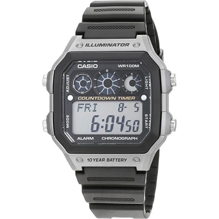 Reloj Casio AE-1300WH-8AV digital hombre correa caucho negra caja plateada