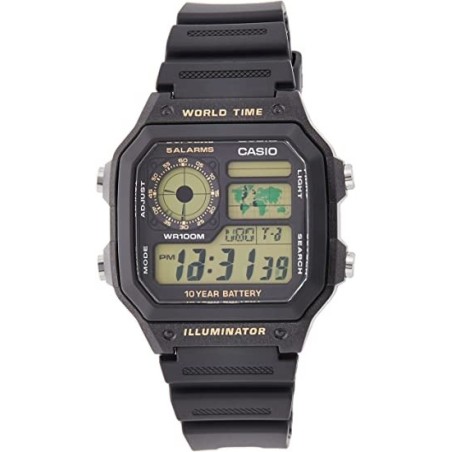 Casio AE-1200WH-1B - Reloj Digital de Cuarzo para Hombre, Correa de Resina Color Negro