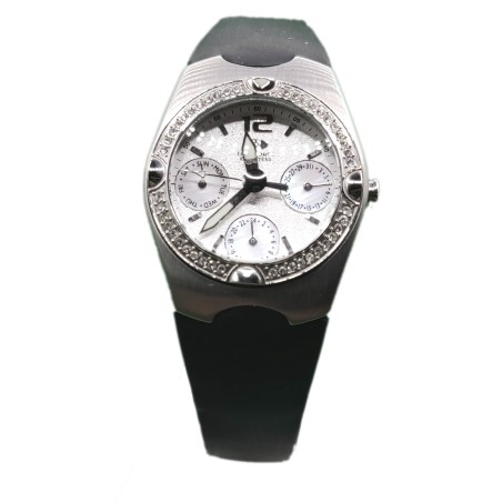 Reloj Time Force señora correa caucho negra broche acero triple esfera