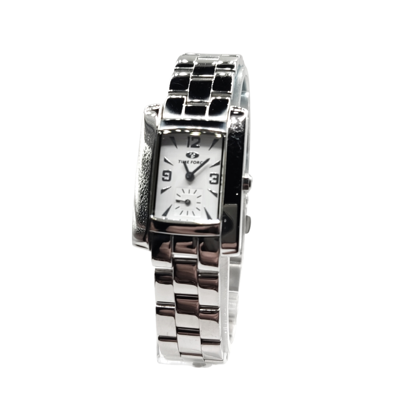 Reloj Time Force señora caja rectangular correa acero plateada esfera blanca, Tamaño caja 28x22mm aprox Reloj Time Force señora caja rectangular correa acero plateada esfera blanca, Tamaño caja 28x22mm aprox