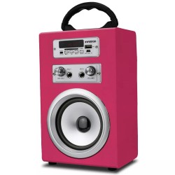 Altavoz Karaoke Infiniton K8 Rosa con micrófno bluetooth radio USB SD 5 W mando a distancia