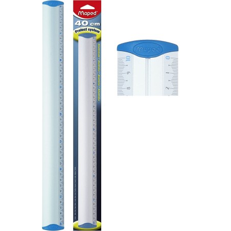 Maped - Material Escolar - Aluminio - Regla Metálica Plana de 40 cm - Protección de Aristas - Fabricada en Aluminio Anodizado