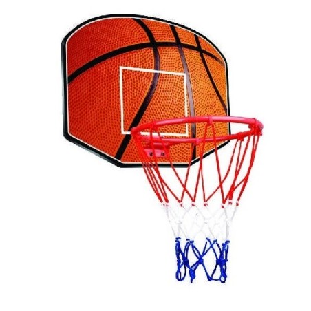 Tablero canasta baloncesto con red, aro metálico 30cm diámetro 60cm ancho 46,5cm altura