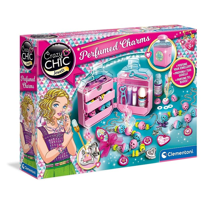 Clementoni - Crazy Chic- Perfumed Charms - Abalorios collares y pulseras infantiles- 6 años