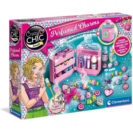 Clementoni - Crazy Chic- Perfumed Charms - Abalorios collares y pulseras infantiles- 6 años