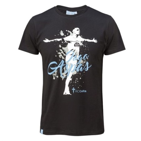 Camiseta Iago Aspas algodón adulto color negra Celta de Vigo producto oficial