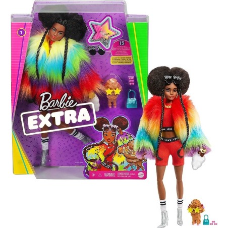 Muñeca Barbie Extra con vestido Arcoiris y perrito GVR04 Mattel