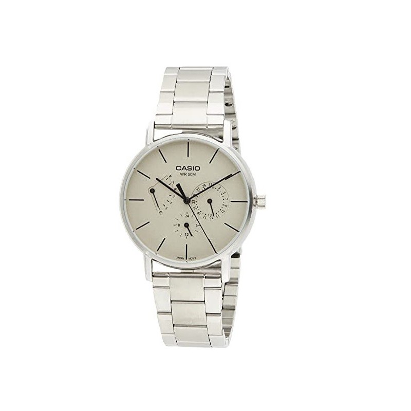 Reloj Casio Caballero analógico MTP-E320D-9E correa metálica con tres esferas multifunción Reloj Casio Caballero analógico MTP-E320D-9E correa metálica con tres esferas multifunción