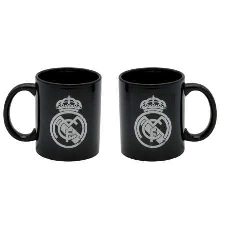 Real Madrid taza mug desayuno negra escudo blando 300ml producto oficial