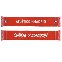 Bufanda Atlético de Madrid roja doble cara leyenda Coraje y Corazón 130x20 centímetros
