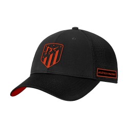 Gorra Atlético de Madrid adulto ajustable negra con escudo caucho rojo producto oficial