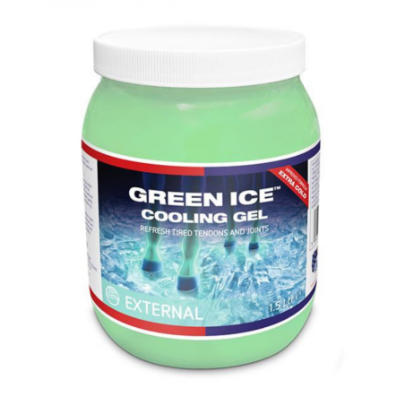 Green Ice Gel Equine America 1.5 L Gel tópico refrescante, vigorizante y reafirmante para tendones, ligamentos y articulaciones