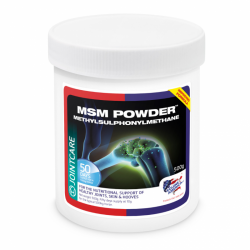 MSM Powder Equine America 500g Suplemento en polvo a base de MSM y azufre para el mantenimiento de cartílago, piel y cascos