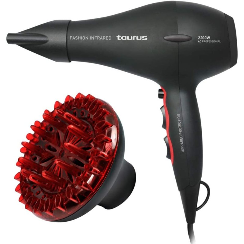 Taurus Fashion Infrared - Secador de pelo (2200 W, 2 velocidades, 3 temperaturas, revestimiento cerámico Taurus Fashion Infrared - Secador de pelo (2200 W, 2 velocidades, 3 temperaturas, revestimiento cerámico