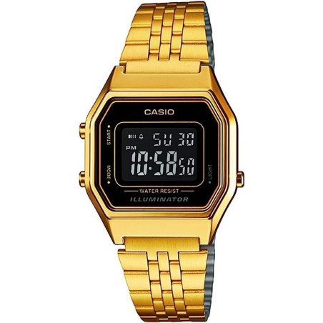 Reloj Casio digital mujer LA-680WG-1B correa metálica dorada caja dorada