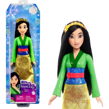 Disney Princess Mulán Muñeca princesa con pelo largo, juguete +3 años Mattel HLW14