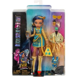Monster High Cleo de Nile Muñeca articulada con mascota y accesorios de moda, juguete +4 años Mattel HHK54
