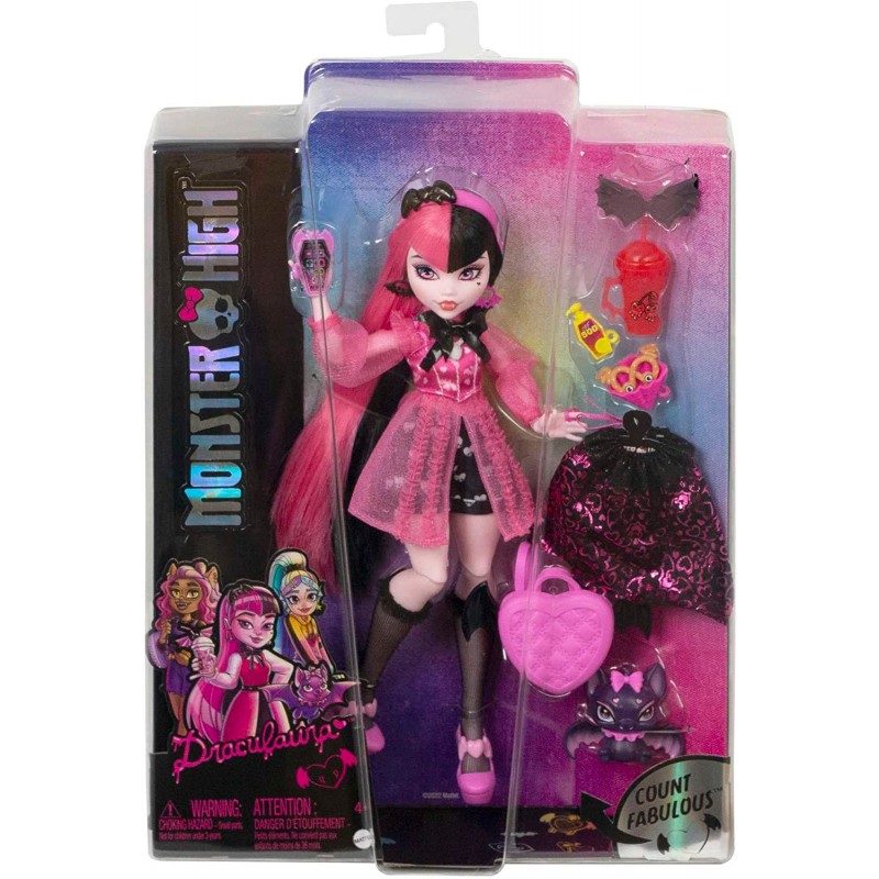 Monster High Draculaura Muñeca articulada con Mascota y Accesorios de Moda Hhk51 Mattel