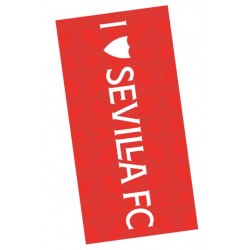 Toalla Sevilla Fútbol Club 180x90cm fondo rojo trama letras blancas producto oficial