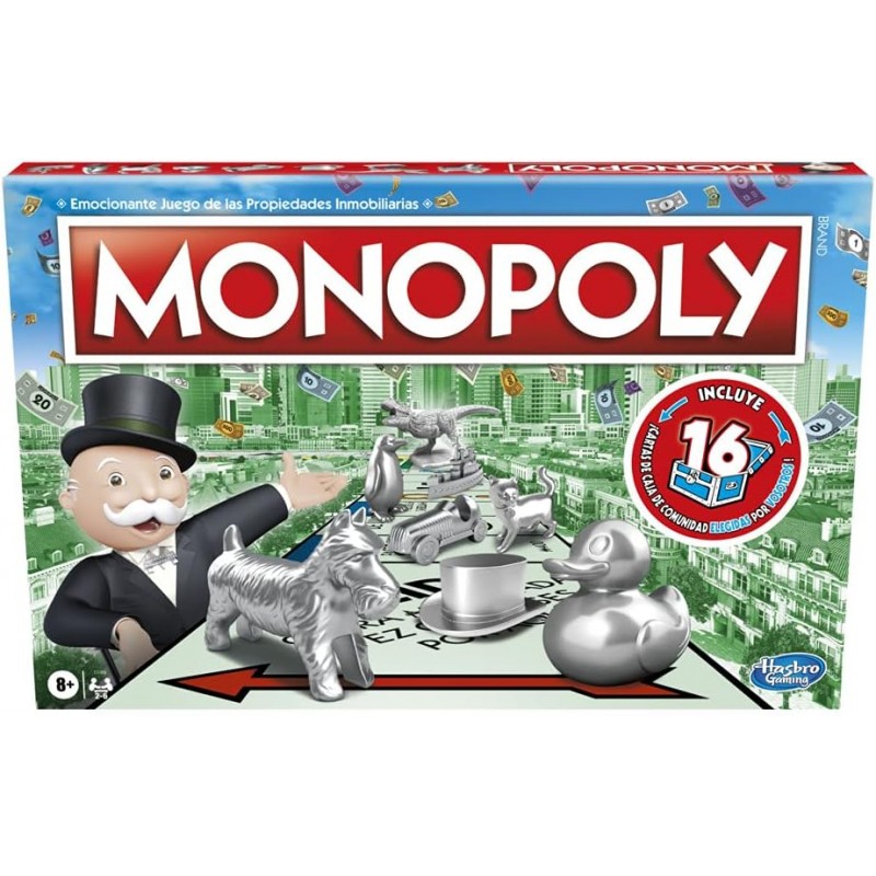 Juego de mesa monopoly clásico Hasbro edad +8 años de 2 a 6 jugadores