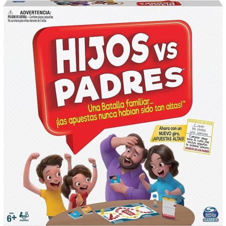 Juegos de Mesa - Hijos contra Padres - Juego de Pruebas y Preguntas para Niños y Familias - 2-6 Jugadores edad +6 años Spin Mast
